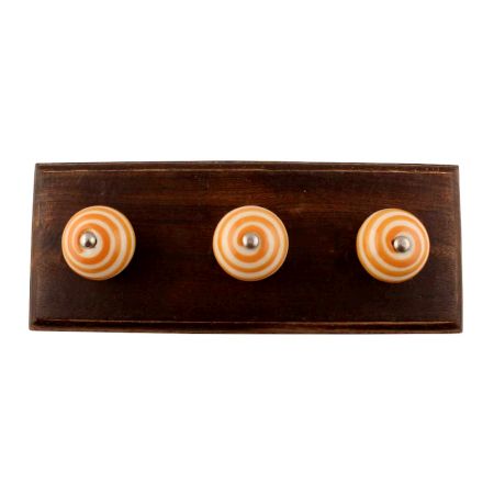 Mustard Striped Ceramic Wooden Hook